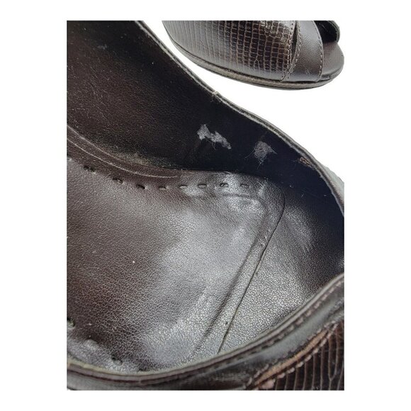 Gianni Bini Women's Size 7.5M Brown Leather Peep Toe Pump Stiletto Heels Shoes - Picture 8 of 11